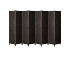Oikiture 8 Panel Room Divider Screen Privacy Dividers Woven Wood Folding Brown - Brown
