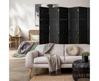 Oikiture 6 Panel Room Divider Screen Privacy Dividers Woven Wood Folding Black