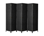 Oikiture 6 Panel Room Divider Screen Privacy Dividers Woven Wood Folding Black