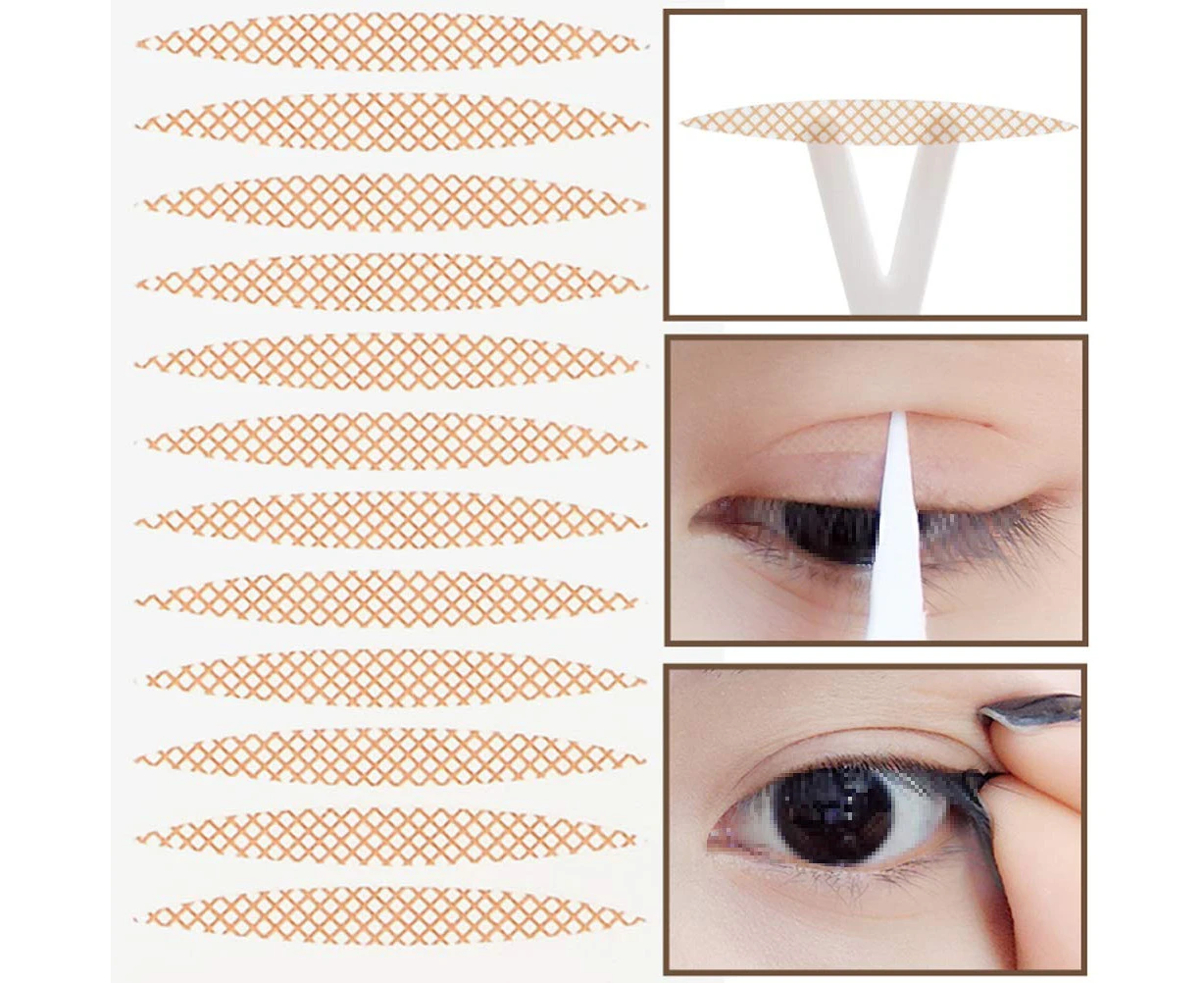 800Pcs (400 Pairs) Breathable Single Side Lace Mesh No Trace Waterproof Invisible Double Eyelid Tape Natural Eye Patches