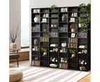 Oikiture Bookshelf DVD/CD Storage Bookcase Book Shelf Media Rack Display Cabinet Black
