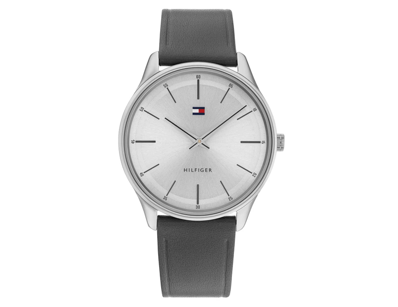 Tommy Hilfiger Men's 40mm Adrian Leather Watch - Grey/Silver