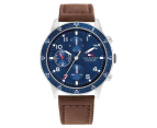 Tommy Hilfiger Men's 44mm Jimmy Multifunction Leather Watch - Blue/Brown/Silver