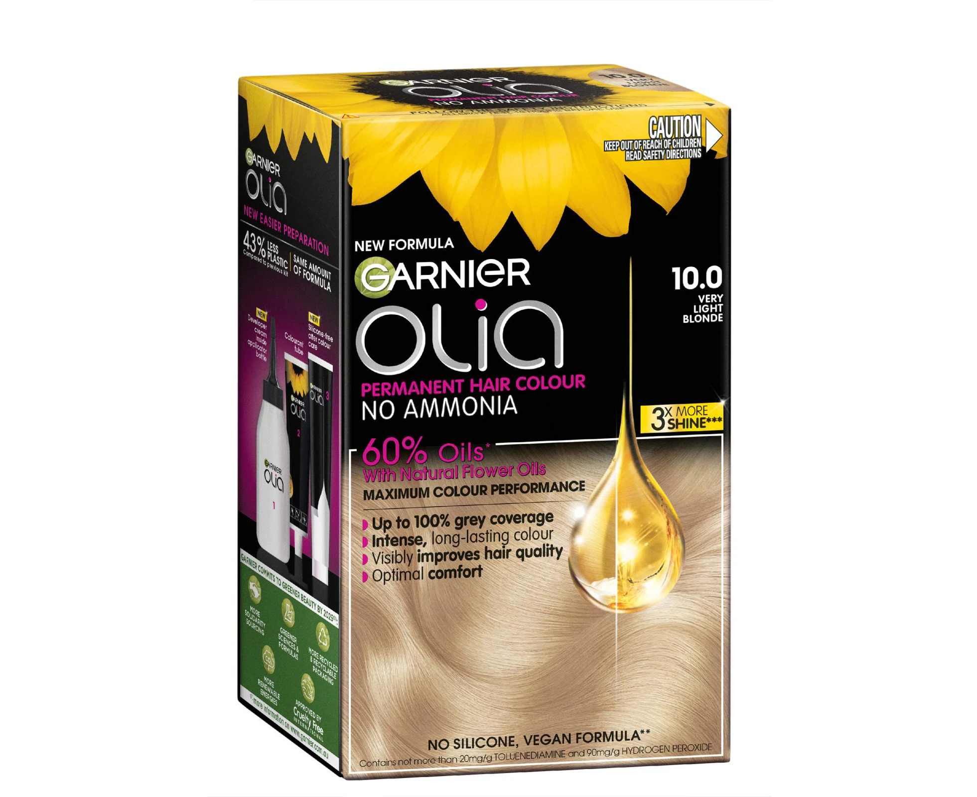 Garnier Olia 10.0 Very Light Blonde Permanent Hair Colour No Ammonia, 60% Oils