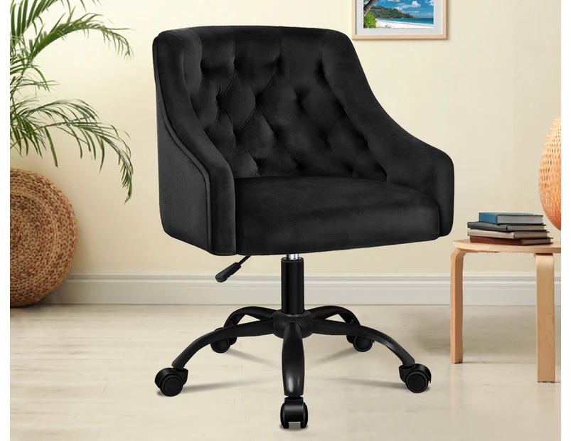 ALFORDSON Velvet Office Chair Computer Swivel Armchair Work Adult Kids Black