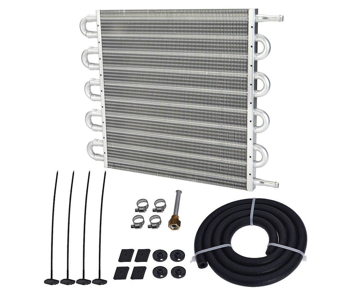 4 Row 6 AN Racing Engine Transmission Oil Cooler + Hose & Mounting Kit Universal