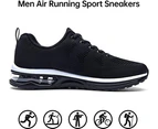 Mens Air Running Sneakers Sport Fitness Gym Jogging Walking Lightweight Shoes - Black