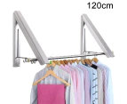 Retractable Clothes Racks - Wall Mounted Folding Clothes Hanger，Clothes Drying Rack,120cm,Silver