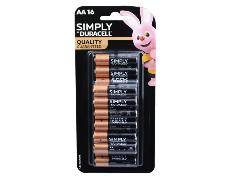 Duracell AA Simply Batteries 1.5 Volts Alkaline Battery - 1 Pack of 16