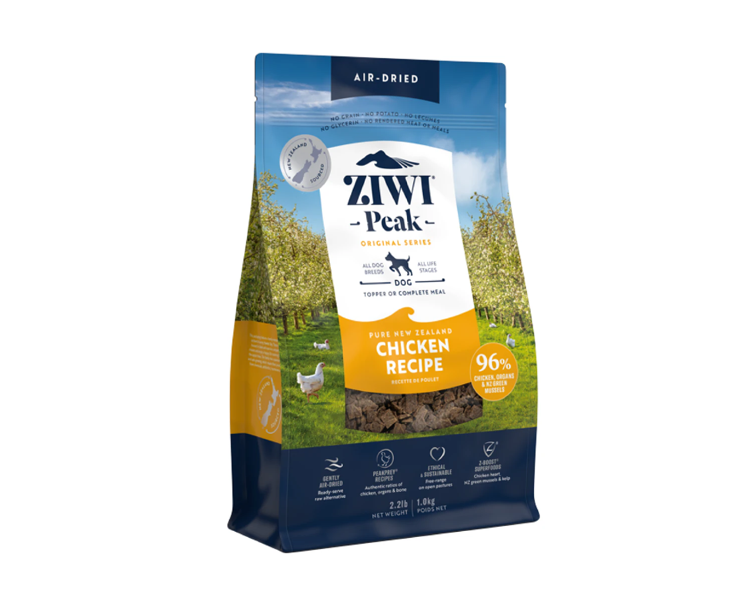 Ziwi Peak Air Dried Grain Free Dog Food 1kg Pouch - Free Range Chicken