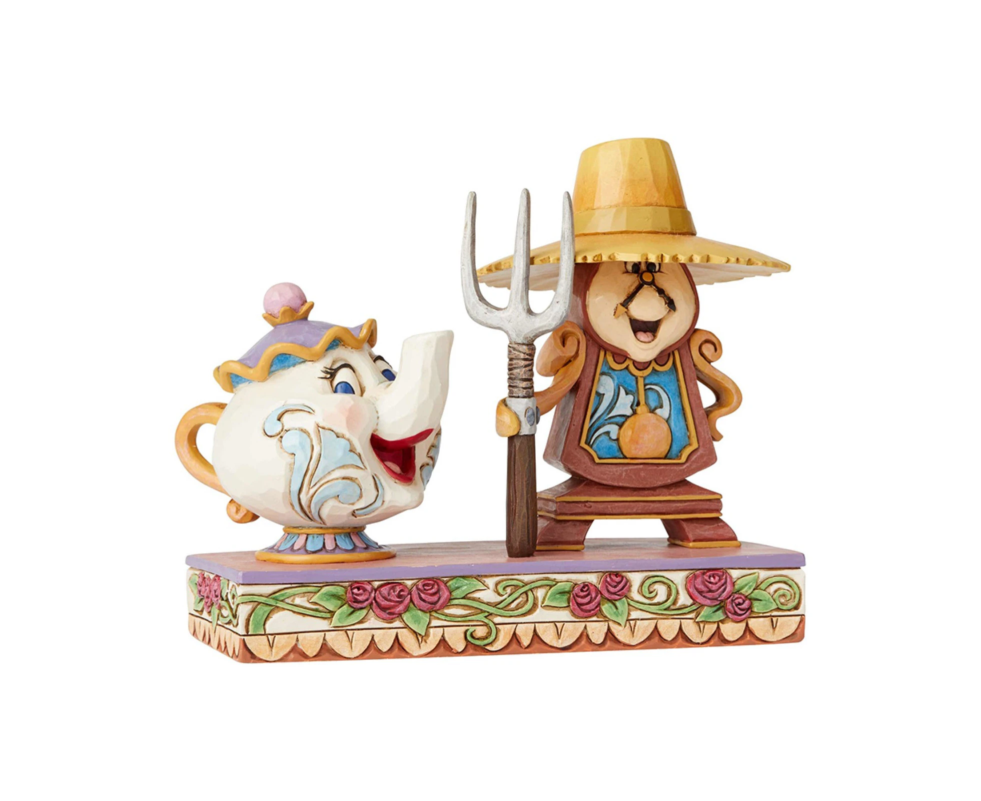 Jim Shore Disney Traditions - Beauty & the Beast Mrs Potts & Cogsworth - Workin Round the Clock