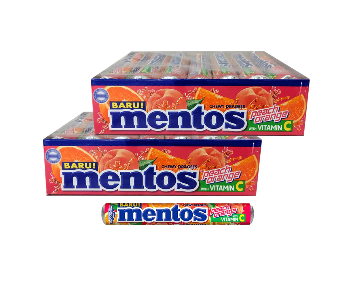 2x 14pc Mentos Inner Roll 29g Peach Orange Fresh Treat/Sweet/Snack Confectionery