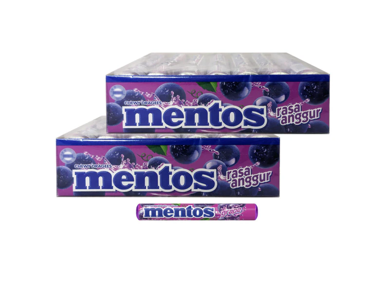 2x14pc Mentos Inner Roll 29g Grape Flavour Fresh Treat/Sweet/Snack Confectionery