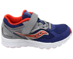 Saucony Kids Cohesion 14 Comfortable Adjustable Strap Athletic Shoes - Navy Red
