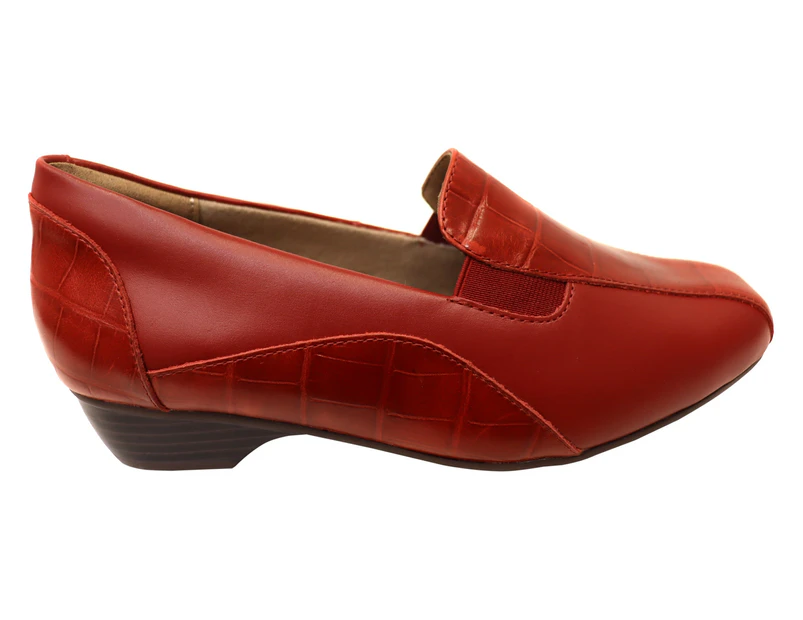 Homyped Thandi Womens Comfortable Leather Wide Fit Shoes - Red