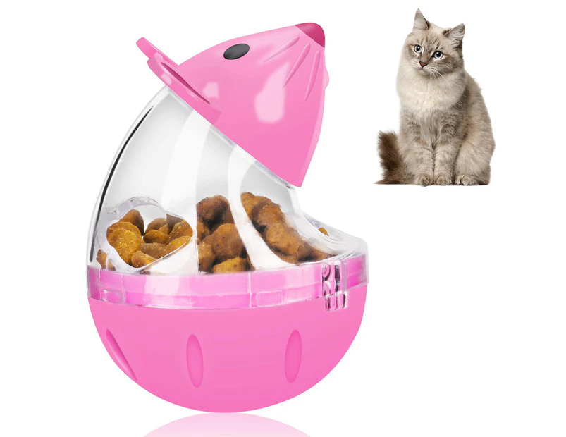 Cat Slow Feeder Cat Food Ball Pet Treat Ball Cat Food Toy Ball-Pink
