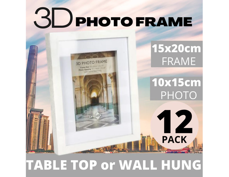 12 x WHITE 3D POSTER FRAME 15x20cm | 3D Picture Frame Photo Frames Display Case Frame Picture Frame Real Glass 3D Wall Decor DIY Frames