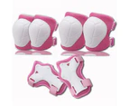 Protective Gear,Six-Piece Knee Pads And Elbow Pads - White Pinksix-Piece Children'S Roller Skating Protective Gear Set Sports