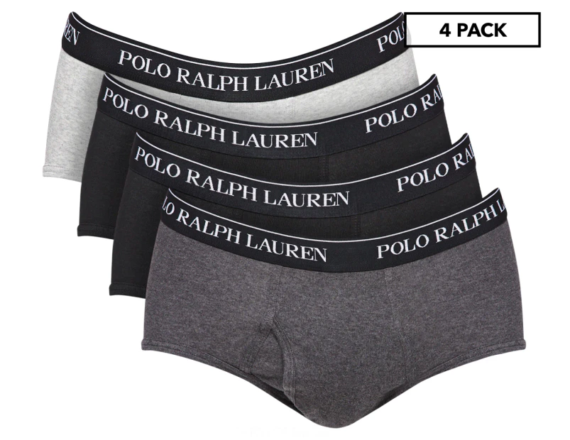Polo Ralph Lauren Men's Mid-Rise Briefs 4-Pack - Grey/Black