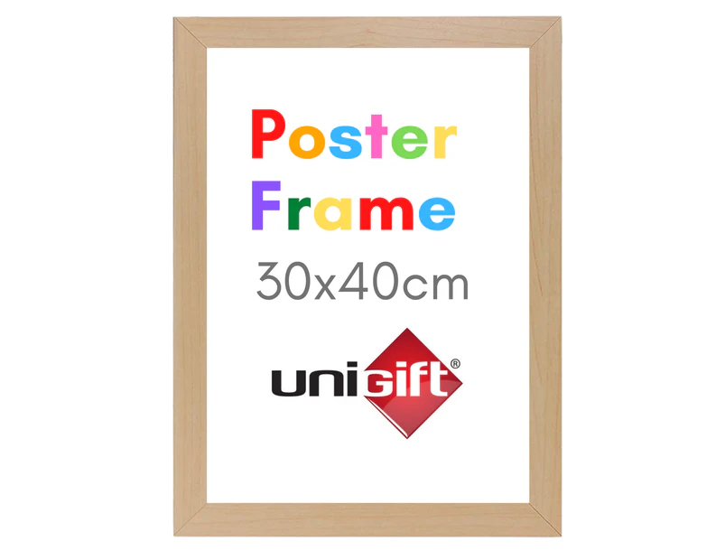 6 x NATURAL POSTER FRAME 30x40cm | Wall Mount Picture Frames for Prints & Photos with Real Glass Poster Back Loading Wall Art & Puzzle Frame