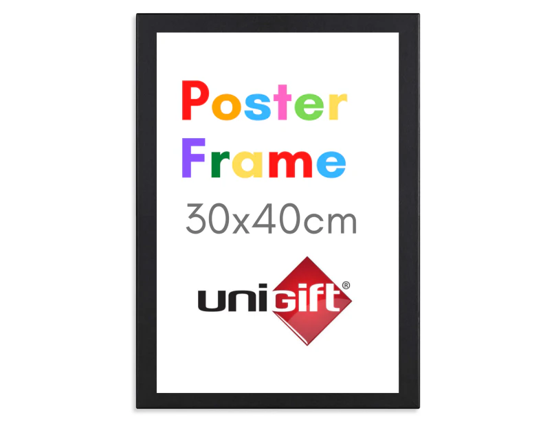 6 x BLACK POSTER FRAME 30x40cm | Wall Mount Picture Frames for Prints & Photos with Real Glass Poster Back Loading Wall Art & Puzzle Frame