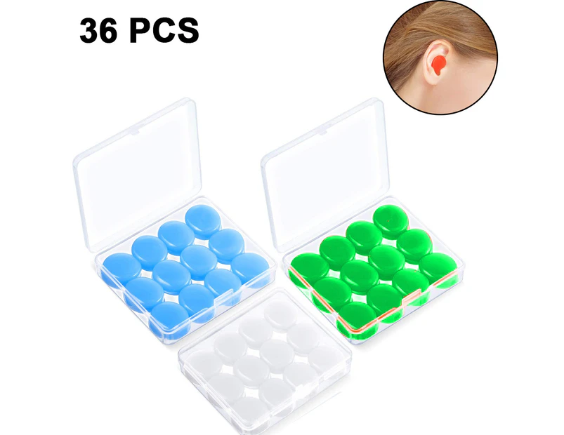 Earplugs,3-Box Pair Of Silicone Earplugs - One Each For White + Green + Blueear Plugs For Sleeping Soft Reusable Moldable Silicone