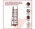 5 Tier Wooden Ladder Shelf Stand Storage Book Shelves Shelving Display Rack