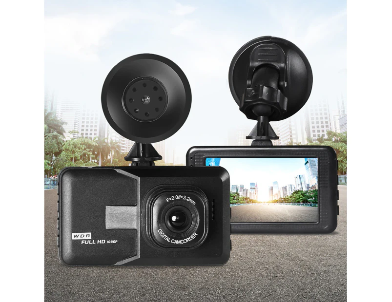 Manan Car Dash Camera Cam 1080P FHD 3"LCD Video DVR Recorder Camera 11 Languages - Black
