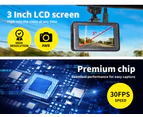 Manan Car Dash Camera Cam 1080P FHD 3"LCD Video DVR Recorder Camera 11 Languages - Black
