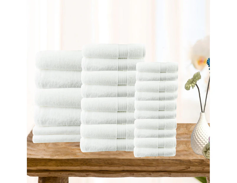 Softouch Softouch 24 Pcs Ultra Light Quick Dry Premium Cotton Bath Towel Sets 500gsm White