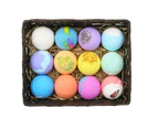 Gift set of 12 bath bombs, shea butter and coconut butter hydrates dry skin, ideal for bubble baths and spas