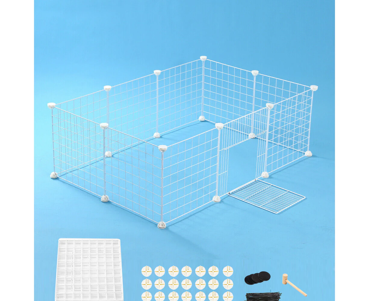 BJWD 10 Panel Pet Dog Playpen Puppy Exercise Cage Enclosure Fence Metal Play Pen White