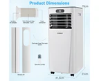 Costway 3-in-1 WiFi Portable Air Conditioner 9000BTU Mobile Fan Cooler Dehumidifier Remote/Window Kit/24 Timer