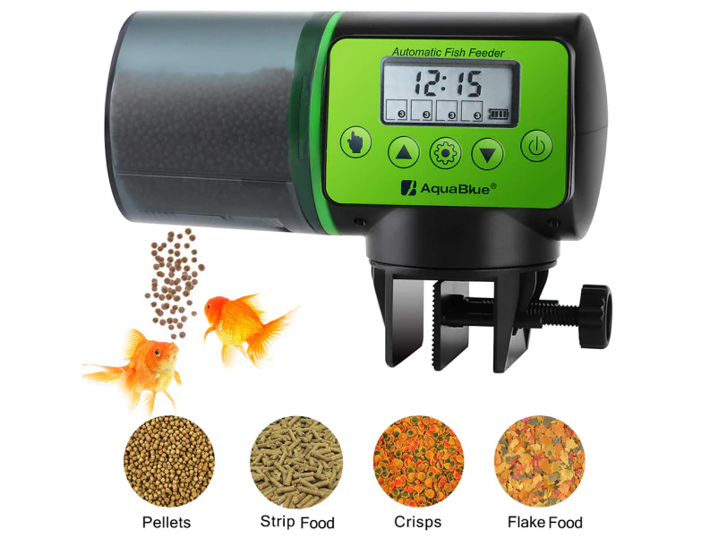 Automatic Fish Feeder Moisture-Proof Fish Food Dispenser Battery-Operated Intelligent Timer Auto Feeder for Turtle Pond Aquarium and Fish Tank