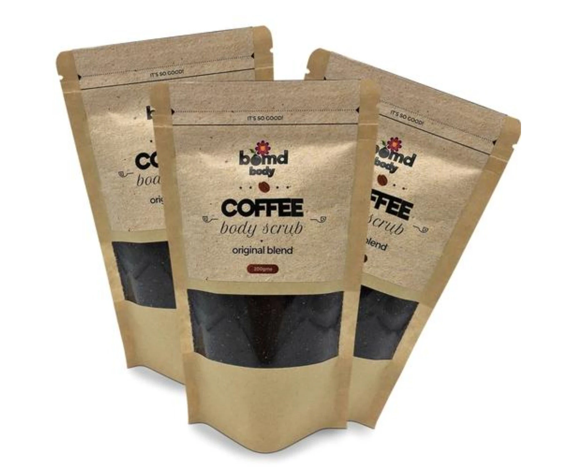 3 x Packs Coffee Body Scrub by Bomd Australia Original Warm Vanilla 200gm pack