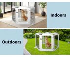 Pawz 6 Panels Pet Dog Playpen Puppy Exercise Cage Enclosure Fence Indoor White