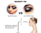 Makeup Mirror, Flexible Gooseneck 11.5" 10X Magnifying Led Lighted Mirror Illuminated ,Bathroom Vanity Mirror With Strong Suction Cup