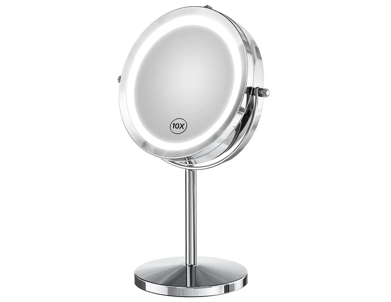 Makeup Mirror - Lighted Makeup Mirror, 10X Magnifying Double Sided Led Vanity Mirror With Lights And Magnification, Battery Operated
