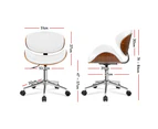 Wooden Office Chair Computer Chairs Home Seat Pu Leather - White