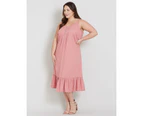 Beme Sleeveless Pintuck Linen Midi Dress - Plus Size Womens - Dusty Rose