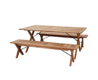 Issie Outdoor 1.8m Recyled Teak Table and Bench Seats from FSC Grade Timber