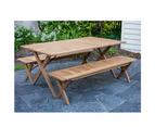 Issie Outdoor 1.8m Recyled Teak Table and Bench Seats from FSC Grade Timber