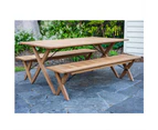 Issie Outdoor 1.8m Recyled Teak Table and Bench Seats from FSC Grade Timber