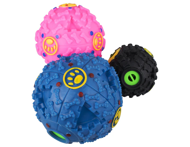 Pet food ball,Color Strange Call Leaky Ball Three-Piece Setdog Ball Dispensing Cat Toys, Dog Squeaky Balls,Interactive Chew Balls