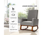 Giantex Modern Rocking Chair Upholstered Fabric Armchair w/ Rubber Wood Base Mid-Century Leisure Recliner Grey