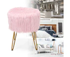 Giantex Furry Ottoman Faux Fur Vanity Stool Chair Padded Seat for Living Room Dressing Room Bedroom, Pink