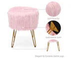 Giantex Furry Ottoman Faux Fur Vanity Stool Chair Padded Seat for Living Room Dressing Room Bedroom, Pink