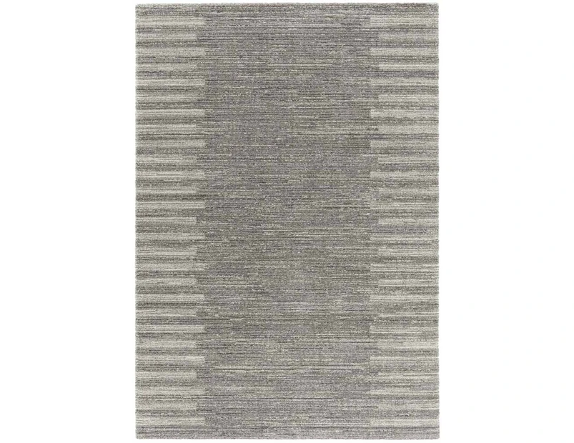 Oxford Grey Stripes Plush Soft Contemporary Floor Rug - 2 Sizes - Grey