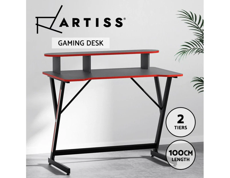 Artiss Gaming Desk Computer Desks Table 2-Tiers Storage Study Home Ofiice 100CM