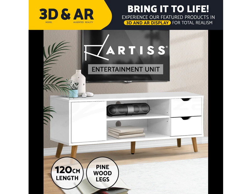 Artiss TV Cabinet Entertainment Unit Stand Wooden Scandinavian 120cm White